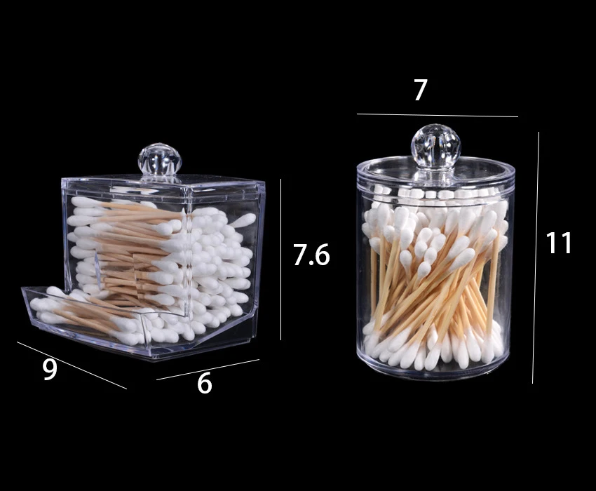 Plastic Cotton Swab Ball Pad Holder Acrylic Boxes with Lids Bathroom Organizer Qtip Apothecary Jar Clear Container Dispenser