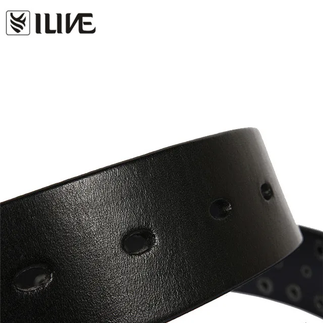2020 new triangle rivet head layer cowhide belt 3.8 width men and women type black cowboy belt wholesale manufacturers