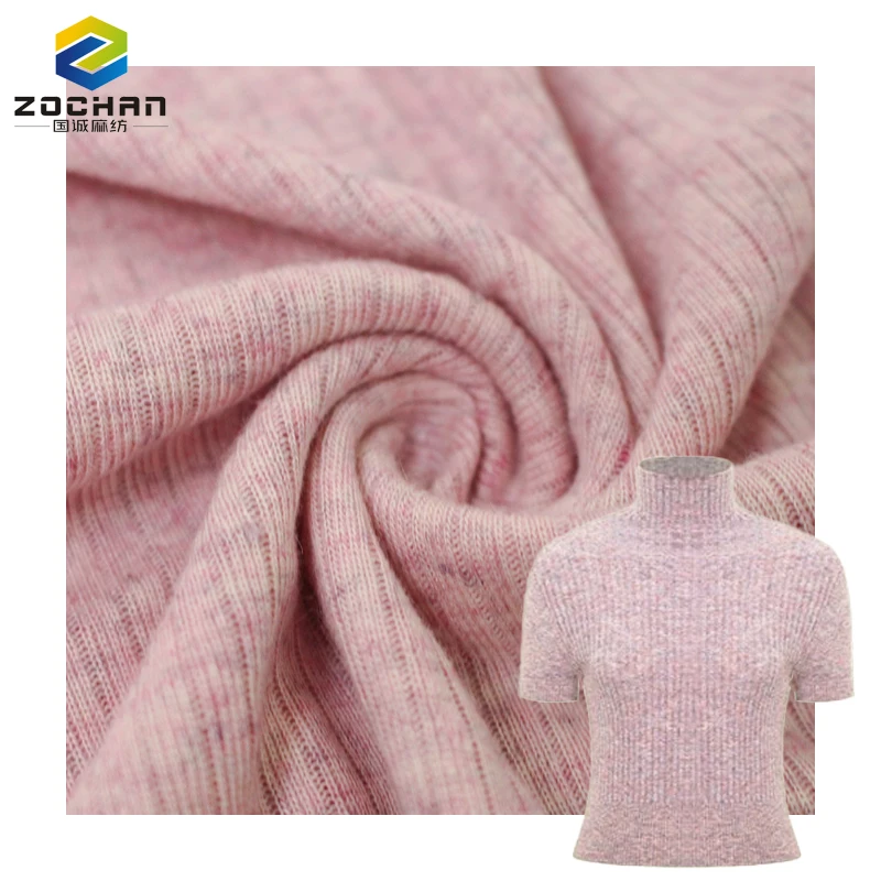 Knit Melange 190gsm 85% Viscose 15% Linen Droneedle Rib Sheer Fabric for Sweatshirt