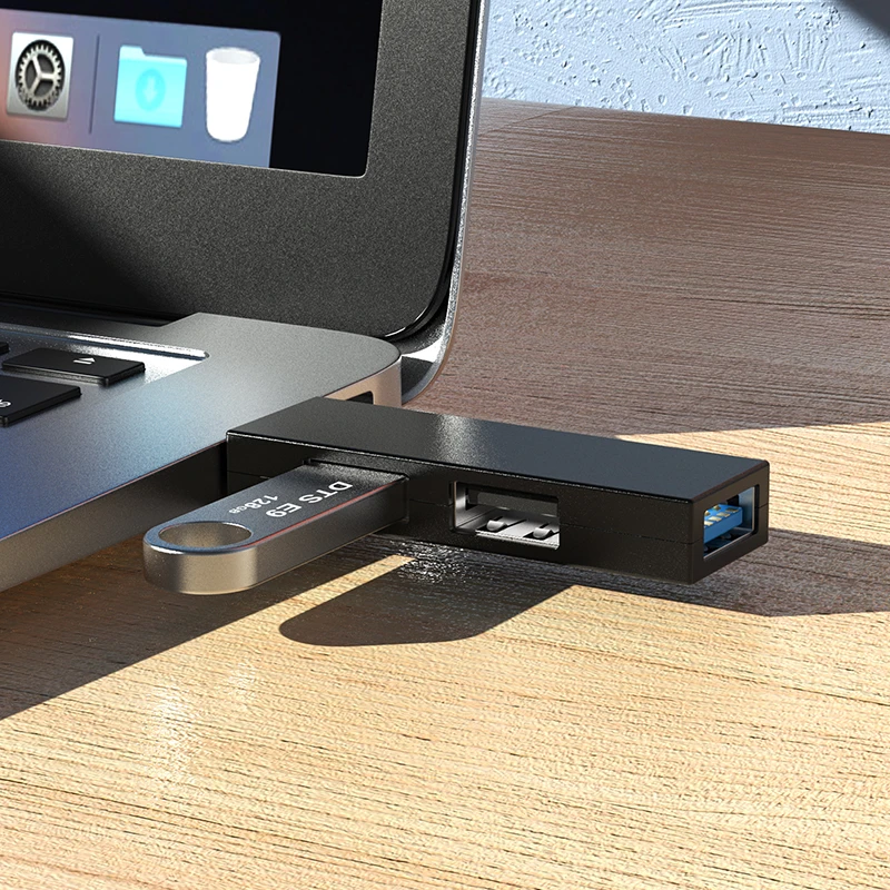 3 in 1 Usb Hub Mini Size 3.0 Usb 2.0 Combo 3 Port Mini Portable Fast High Speed Hub