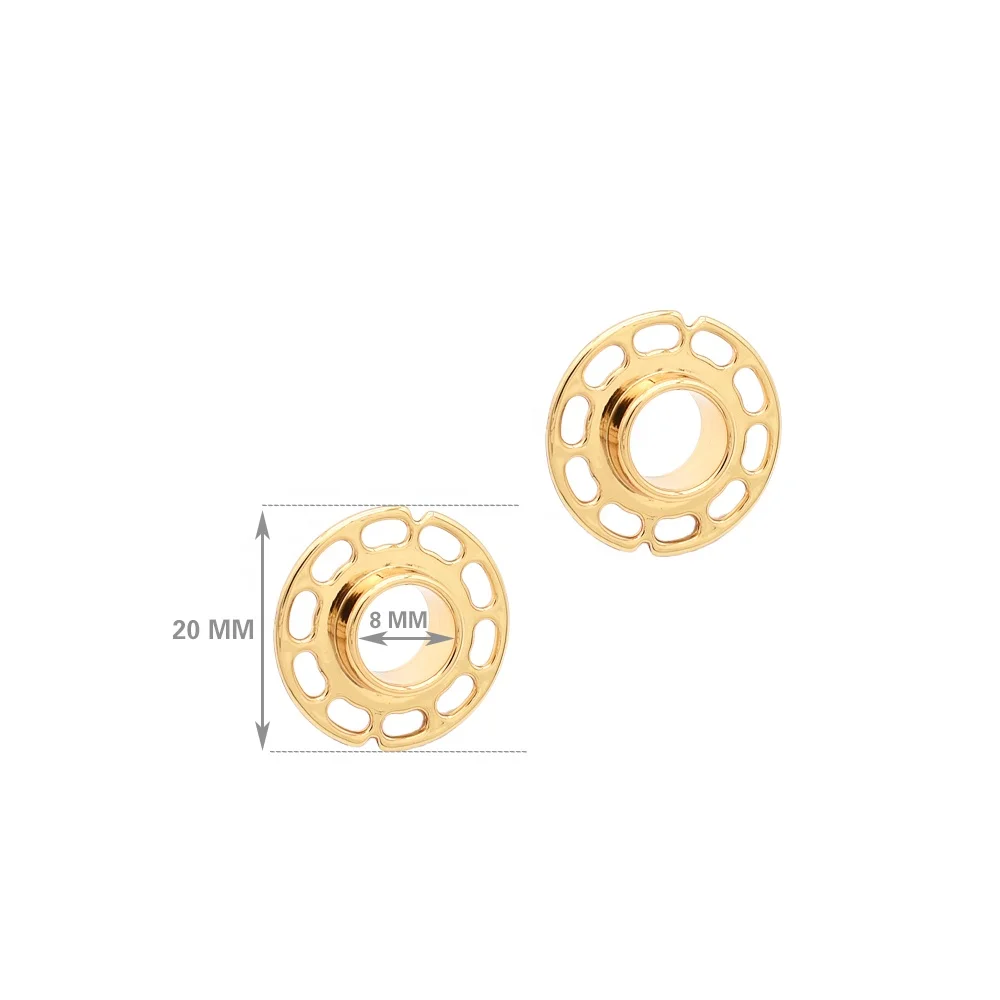 Oval Hole Round Edge 8mm Double Side Smooth Bright Gold Metal Eyelet for Bag