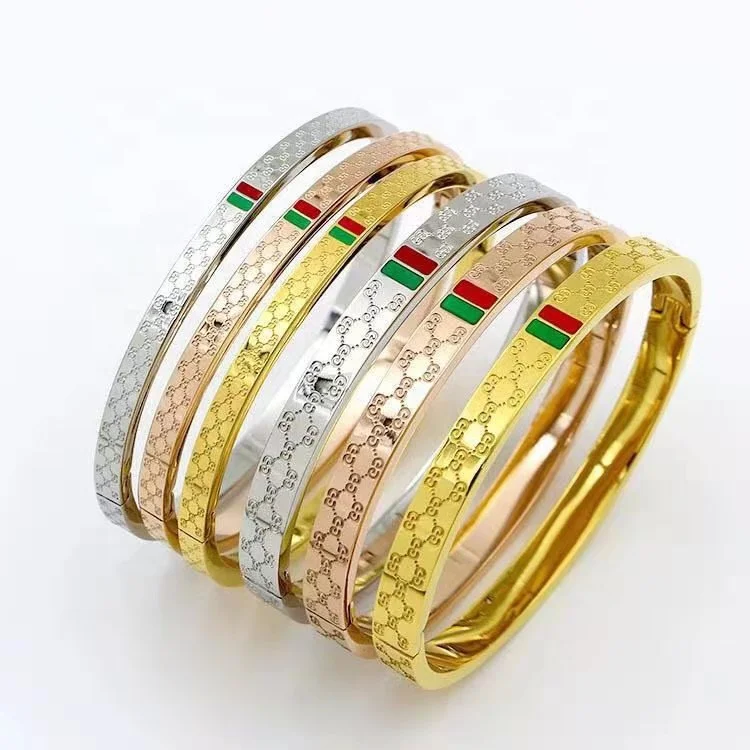 
Luxury Jewelry Fashion Custom Women Bangle Rose Gold Metal New Designs High Quality Stainless Steel Bracelet 