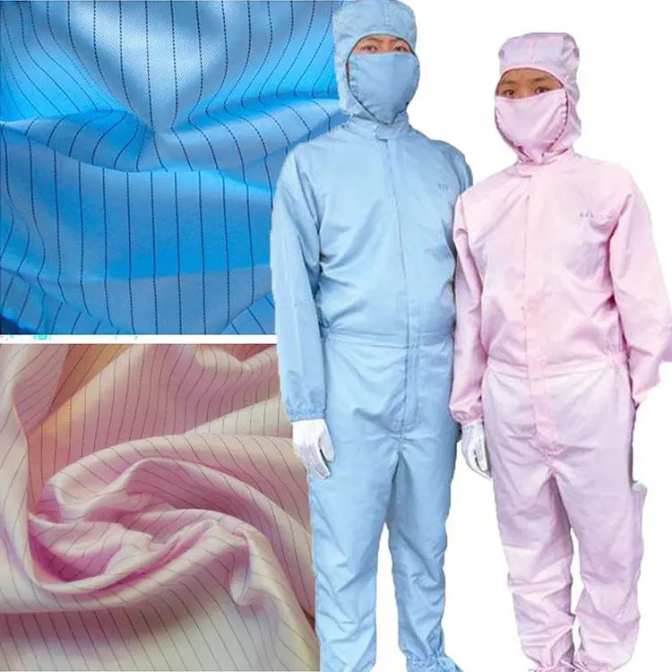 Wholesale Polyester Anti Static Fabric Lint Free Esd 5mm Fabric For Cleanroom Workwear