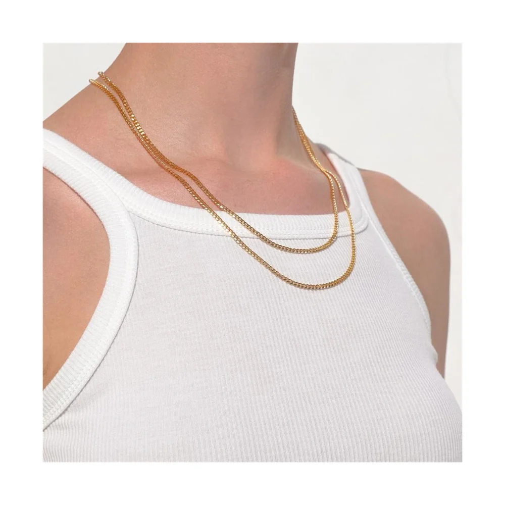Hip Hop Jewelry Dubai 18K Gold Plated Miami Link Chain Stainless Steel  Figaro Necklace Women Cuban Link