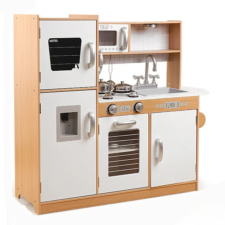 Kid Play Kitchen Pretend Daycare Toy Sets, Cooking Supplies Cooking Utensils, Apron&Chef Hat and Grocery Play Food Sets