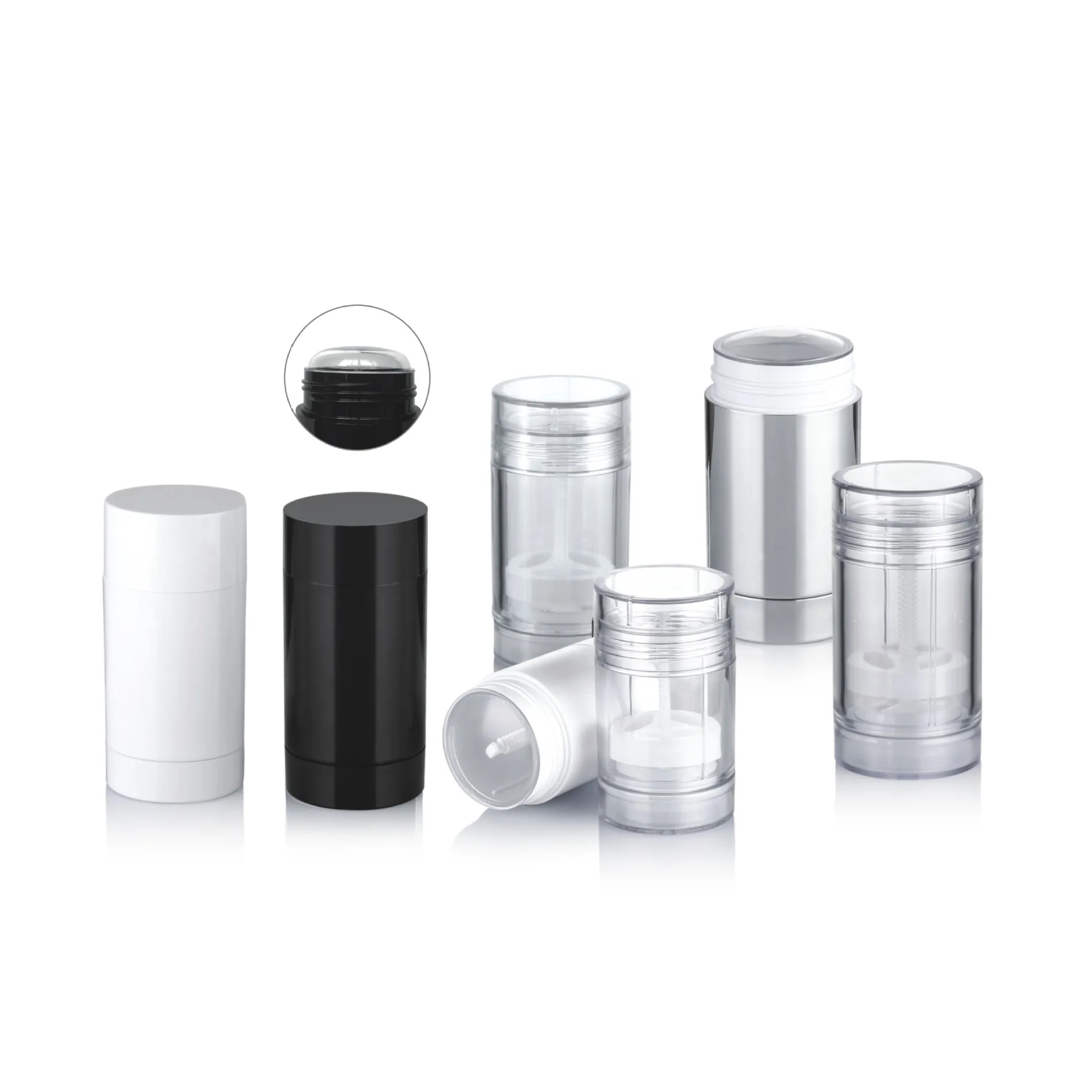 Round Twist Up Salve Plastic Deodorant tube 15ml 30ml 50ml 75g black white Empty Plastic Deodorant Stick Container DH95