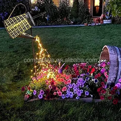 Solar Led Street Light Waterproof Metal watering can for Garden Decoration solar Light Jug Luminous Body