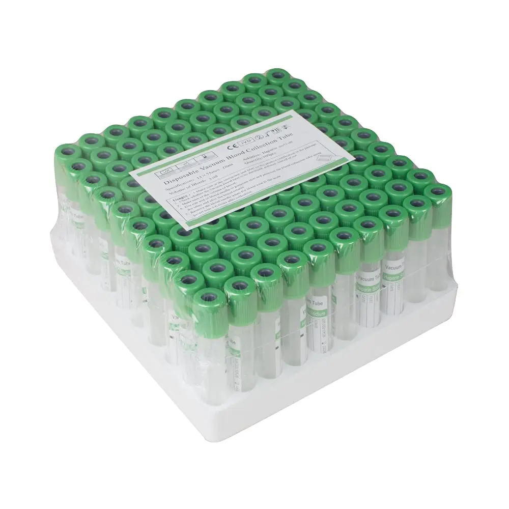 Medical heparin lithium blood collection tubes green top heparin vacuated vacuum blood sample collection