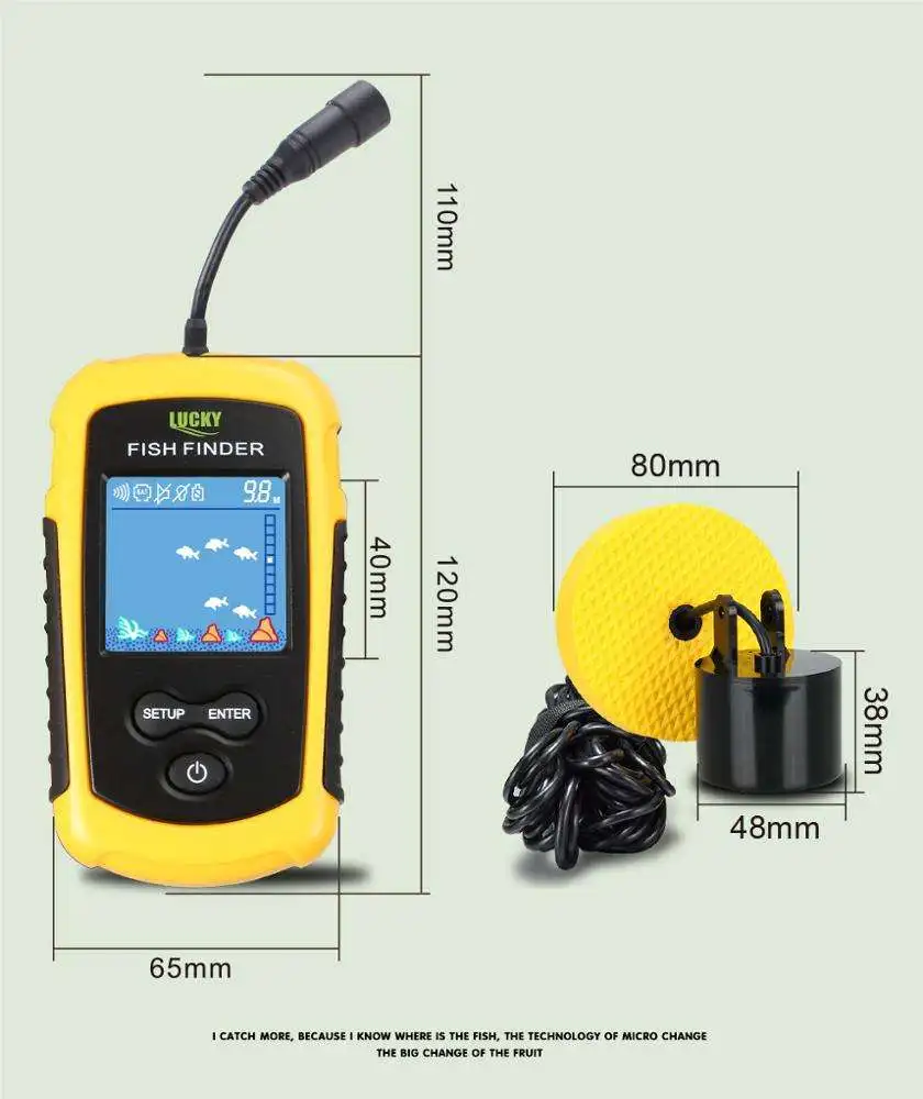 Portable Fish Depth Finder Water Handheld Fish Finder Sonar Boat Transducer Fishing echo sounder