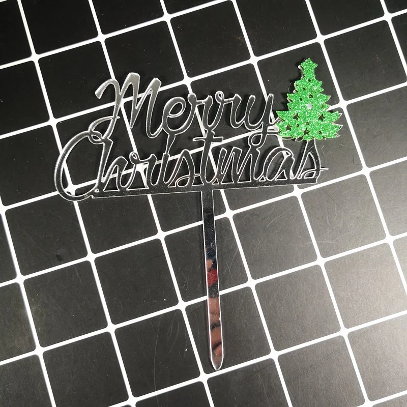 Christmas cake decoration merry christmas acrylic custom cake topper