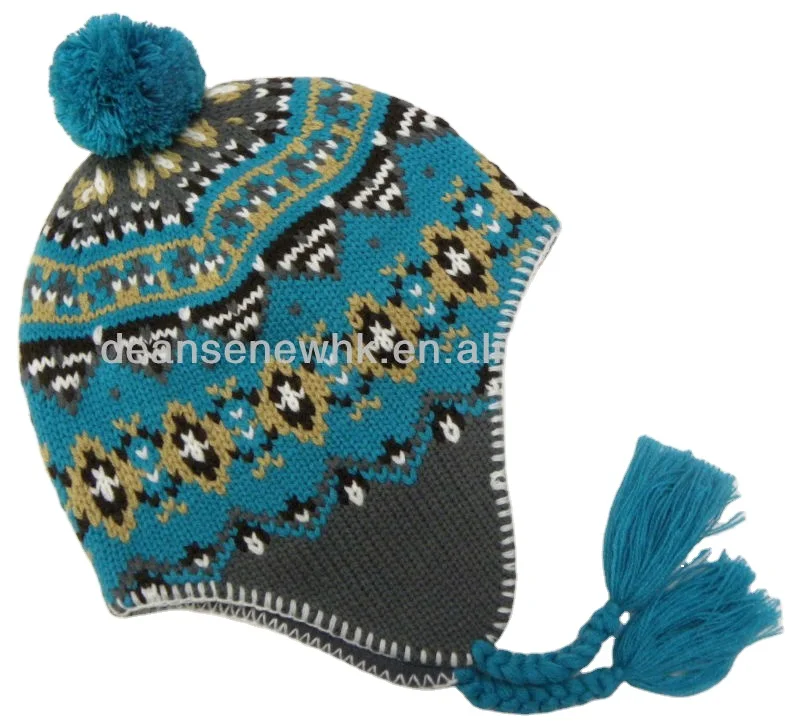 Fairisle pom trapper hat