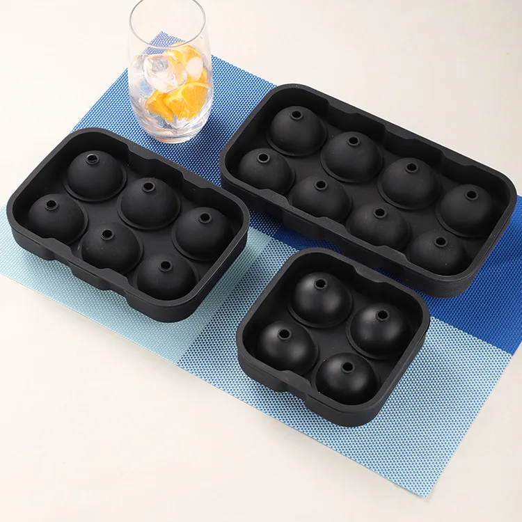 Food Grade Silicone Round Ice Cube Tray Domestic Portable Ice Ball Tray 4/6/8 Grid Big Ice Ball Maker