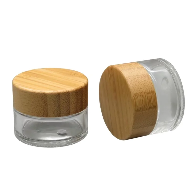 30g 50 ml personal care cream clear  glass jar with wooden cap for sale