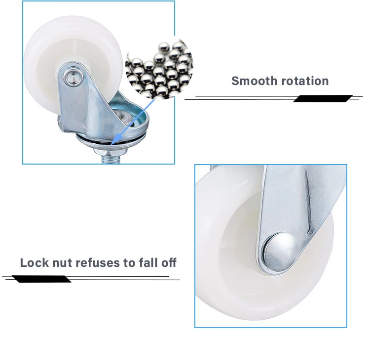 White PP Light Duty Caster Wheel Swivel 2 Inch Giratoria