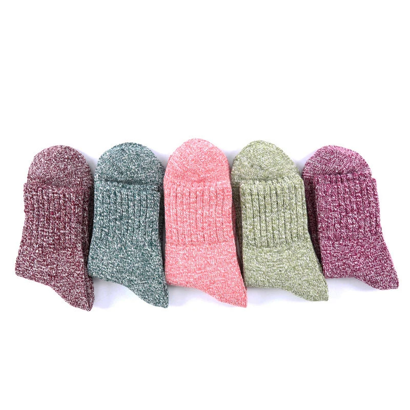 2024 Winter Knit Casual ladies Crew crazy socks Female Plain Woman Wool Warm Fuzzy socks for women