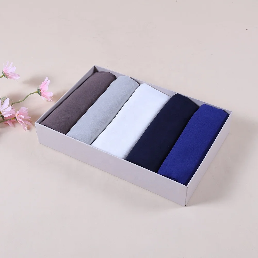 Zifeng OEM Bufandas Chinas 5 pc/set Paper Box Packing Boxes  Plain Chiffon Scarf