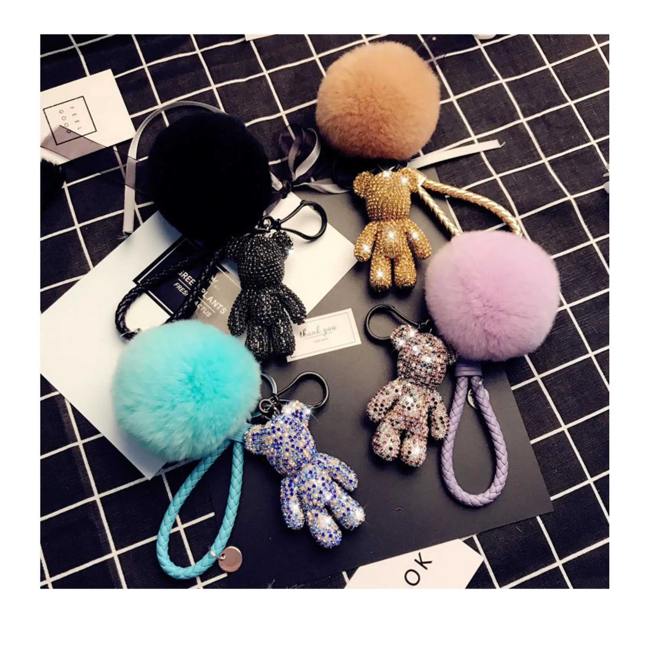 Xinxing 2021 Fashionable Explosion Bear Keychain Cute Rhinestone Bear Keychain Keyring with Bear Rhinestone Keychain