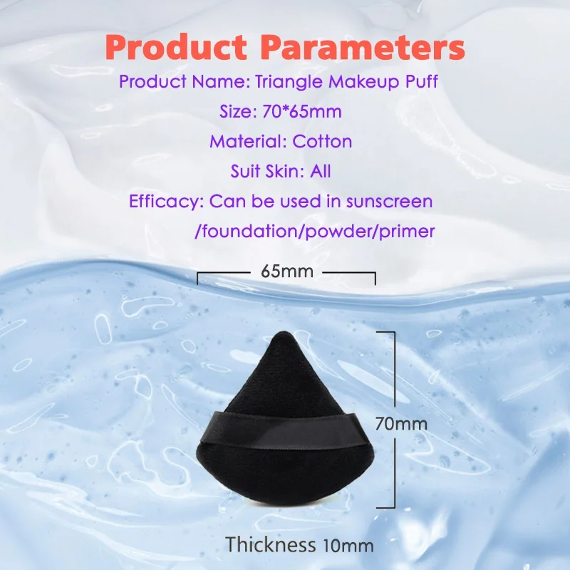 Powder Puff Triangle Cosmetic Makeup Loose Custom Private Label Logo Flocking Cotton Powder Puff