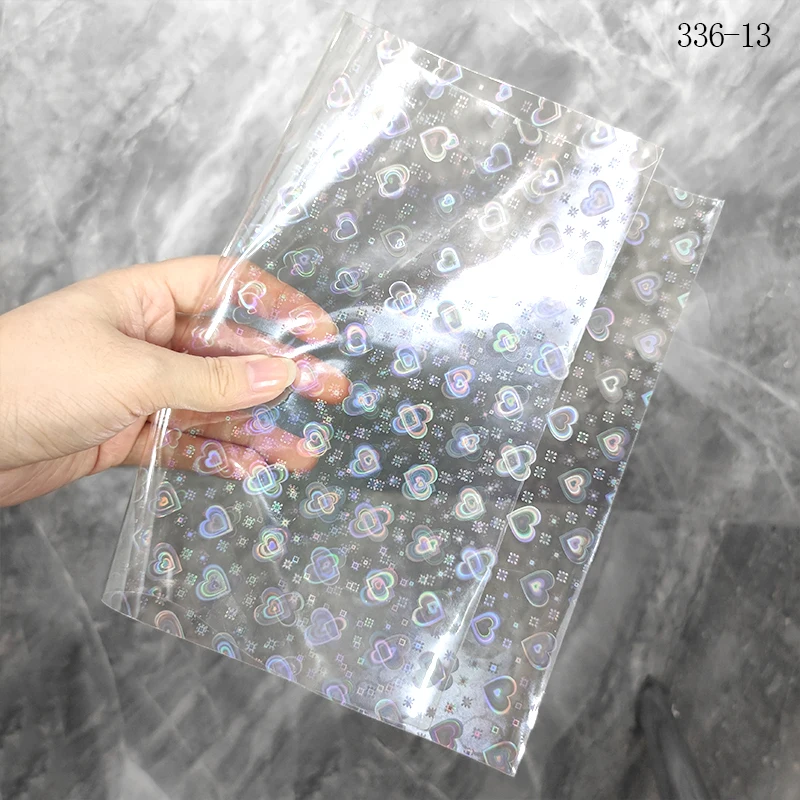 0 4 мм прозрачная голографическая ПВХ пленка с изображением мигающего сердца и цветов виниловая ткань для изготовления декоративных окон