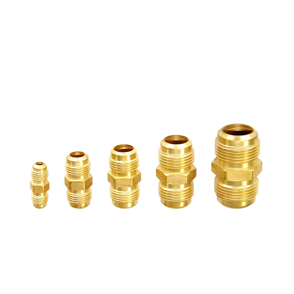 Male double brass and copper union nipple fitting coupling connector adapter for pipe or tube