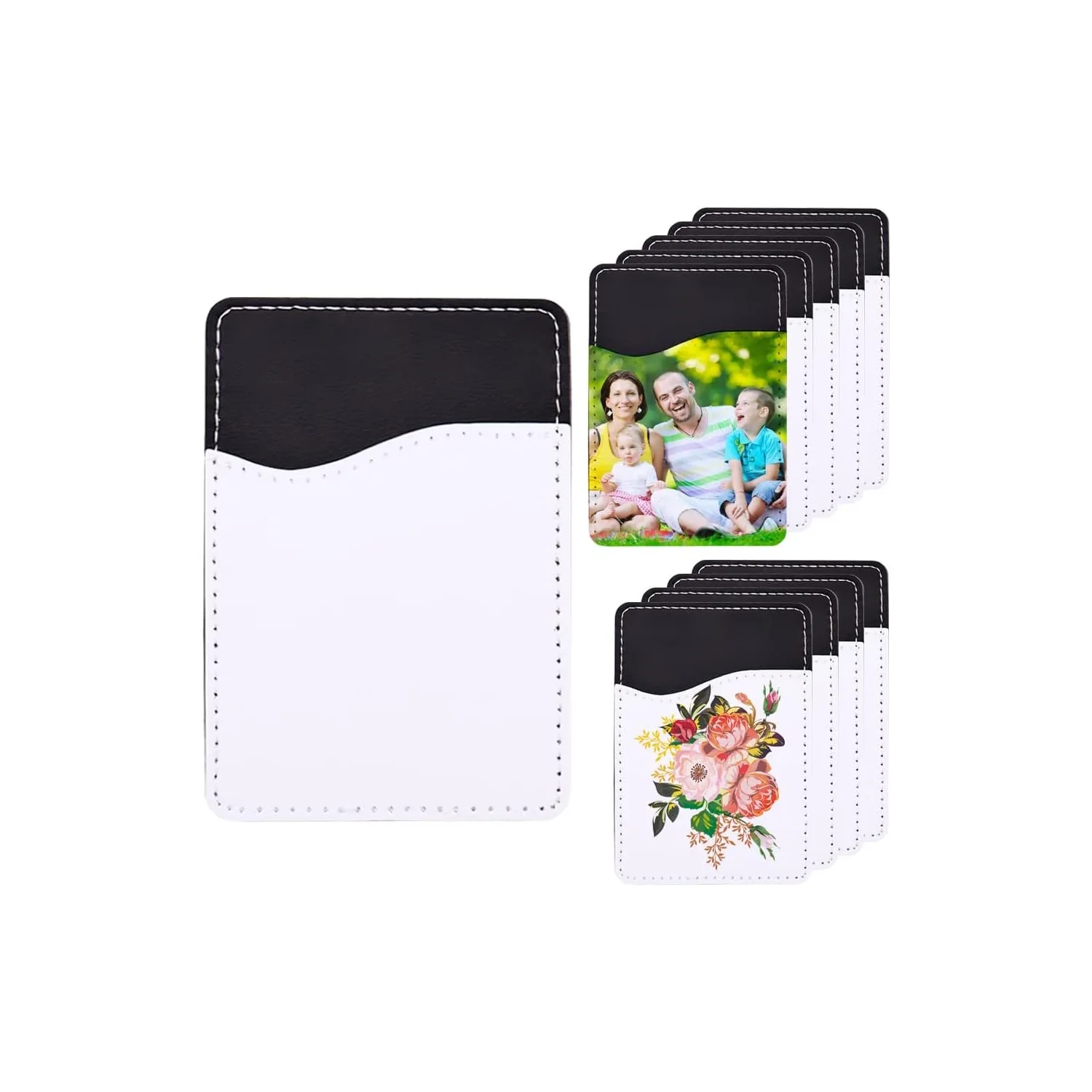 PU Leather Card Holder Sublimation Blank Phone Wallet Coin Purse ID Card Business Cards Pocket Adhesive Cell Phone Case