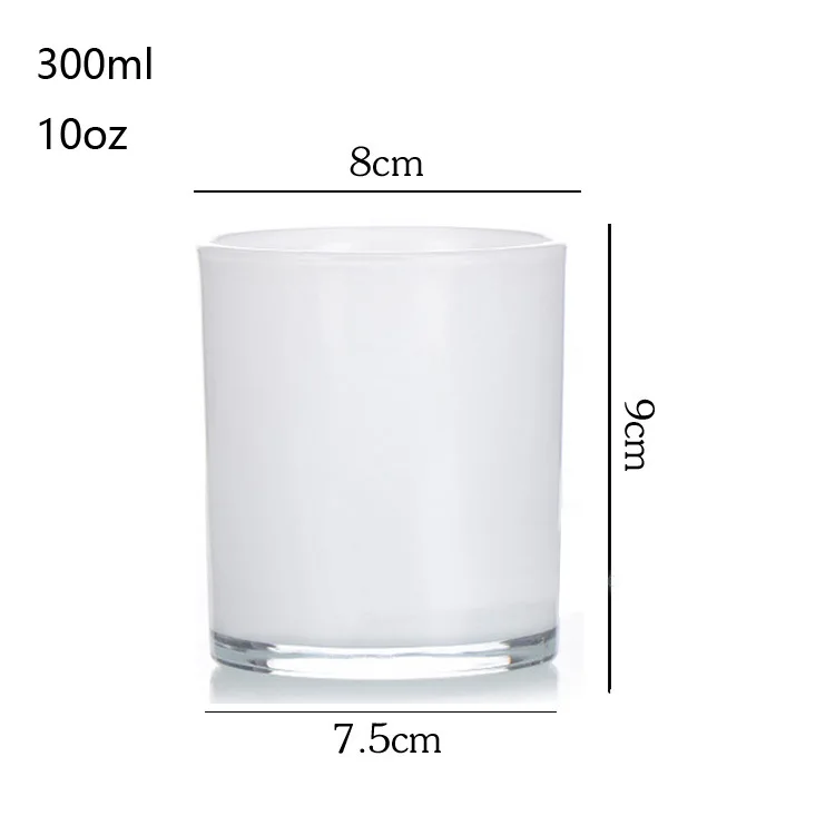 6 Oz 8 Oz 12 Oz White Frosted Glass Candle Holder Glass Candle Jar Without Round Cover