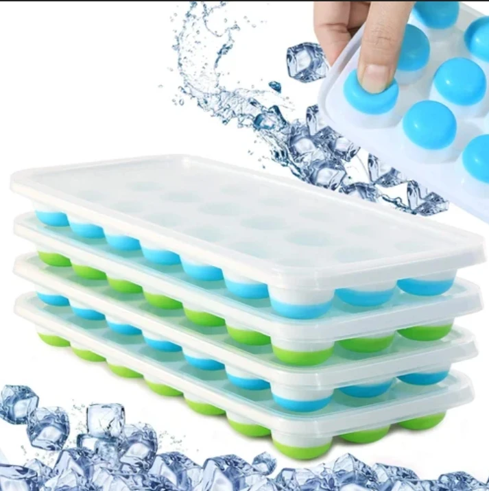 Ice Cream Tools BPA Free Whisky Ice Cube Making Mold 21 Grids 36 Grids Silicone Ice Cube Tray with Lid