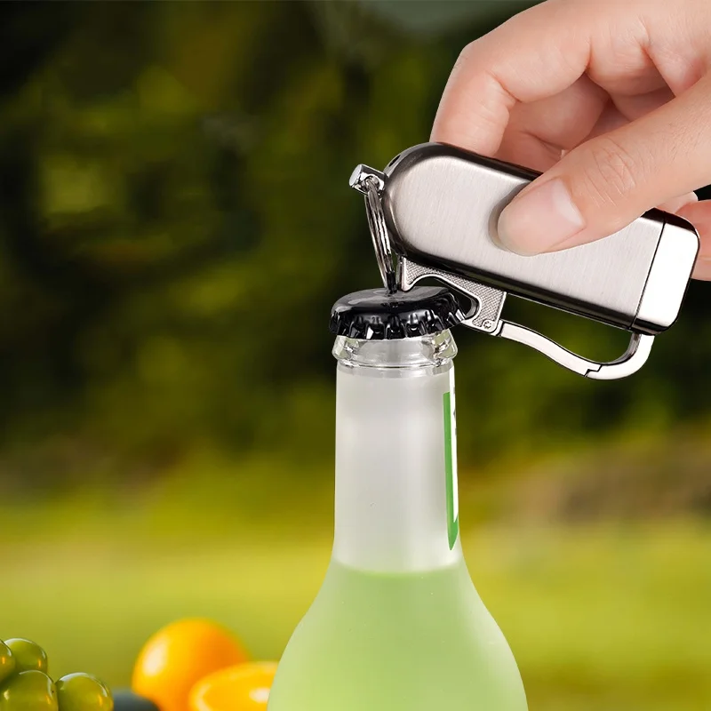 Multi Functional Windproof Lighter, Built-in bottle Opener, Green Flame With Visible inflation Window