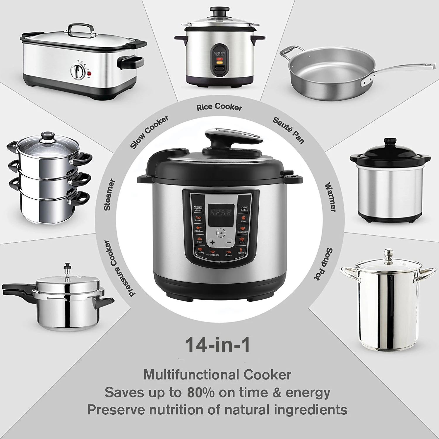 Low Prices Factory Wholesales Accessories Measure Cup Electric Multipurpose Smart Pressure Cooker Multi Functional For Kitchen