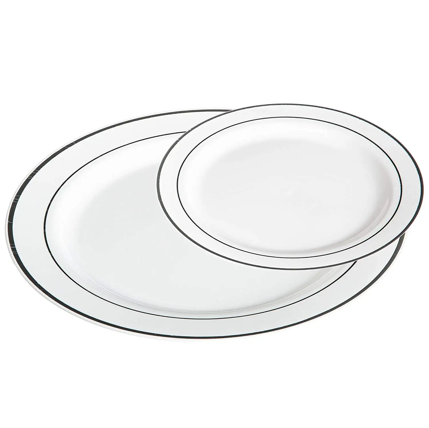 Rim Disposable Dinnerware Sets Plates Large Plates Small Plate Gold Silver Plastic Rose For 25 guests