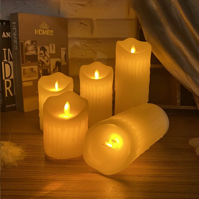 D7.5cm simulation teardrop electronic candle household smokeless lighting flame swing LED candle