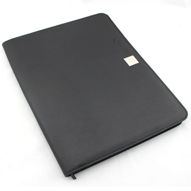 A4 Black Genuine Leather Zippered Portfolio Binder Folder for Men Art Padfolio Folder Portfolio Bag