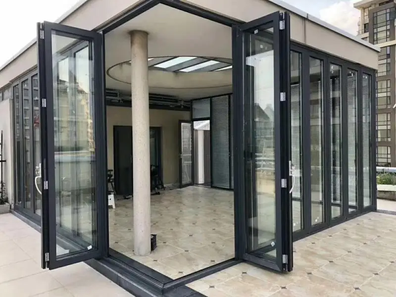 Factory Price High standard Room Dividers Glass Accordion Metal Bi Folding Doors