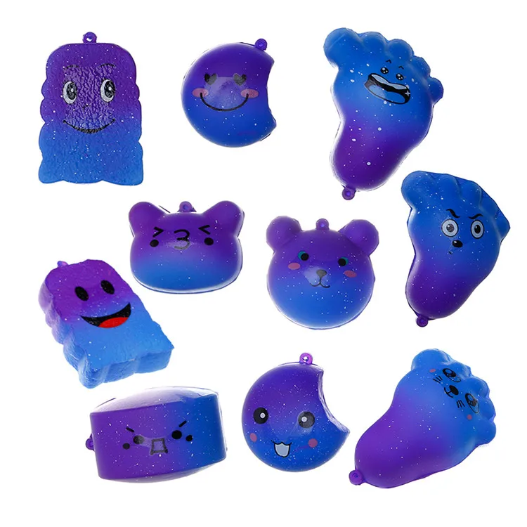 Amazon Hot Sale 10 Pcs Mini Galaxy Squishies Kawaii Soft Squishys Slow Rising Stress Relief Squeeze Toys Set