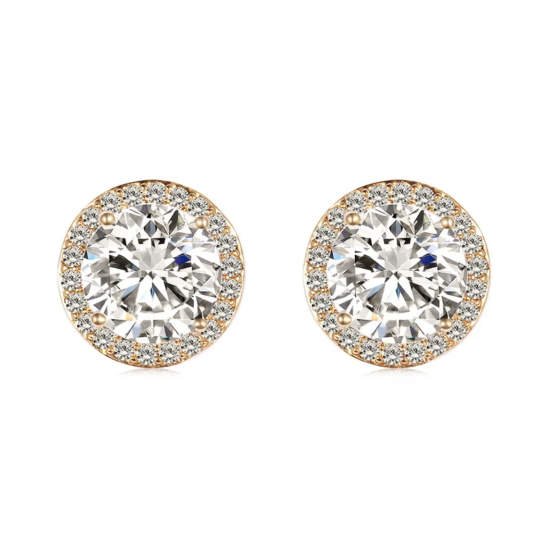 Weiman Jewelry High Quality Classic Halo 8MM Brilliant Round Cut Cubic Zirconia CZ Stud Earring For Women