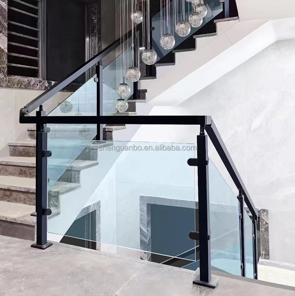 GB hot sell Iron Stainless Steel 304/316 Glass Balusters Villa outdoor staircase Glass Balustrade