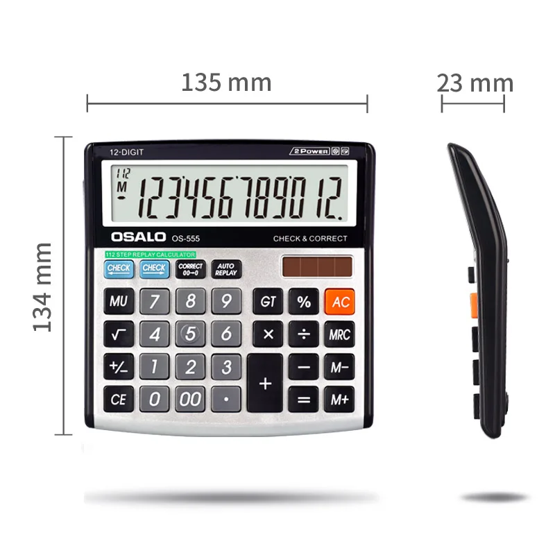 Fashion New Style Professional Electronic Calculator 12 Digits Office Solar Energy Dual Power Supply Calculating Machine