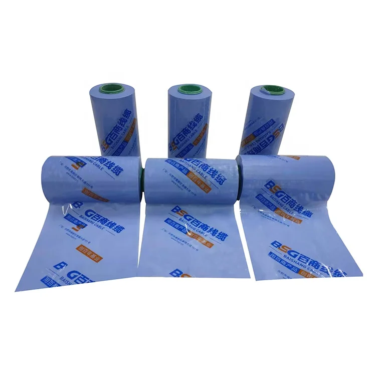 Customized Printed logo pvc plastic wrap pvc stretch film for wires coil wrapping