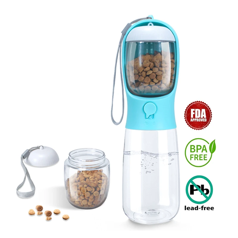 2-в-1 Портативный 19oz диспенсер для воды и 100 г питание кормушка для котов и собак бутылки для путешествий на открытом воздухе Pet бутылка
