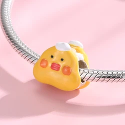 High Quality 925 Silver Delicious Food Dress Animals Pumpkin Yellow Duck Beads Charms for Jewelry Making Fit Original Bracelet