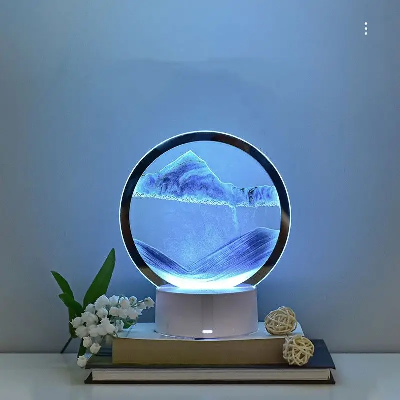 Creative Quicksand Night Light with 7 Colors USB Sandscape Table Lamp 3D Natural Landscape Bedside lamps Office Home Decor Gifts