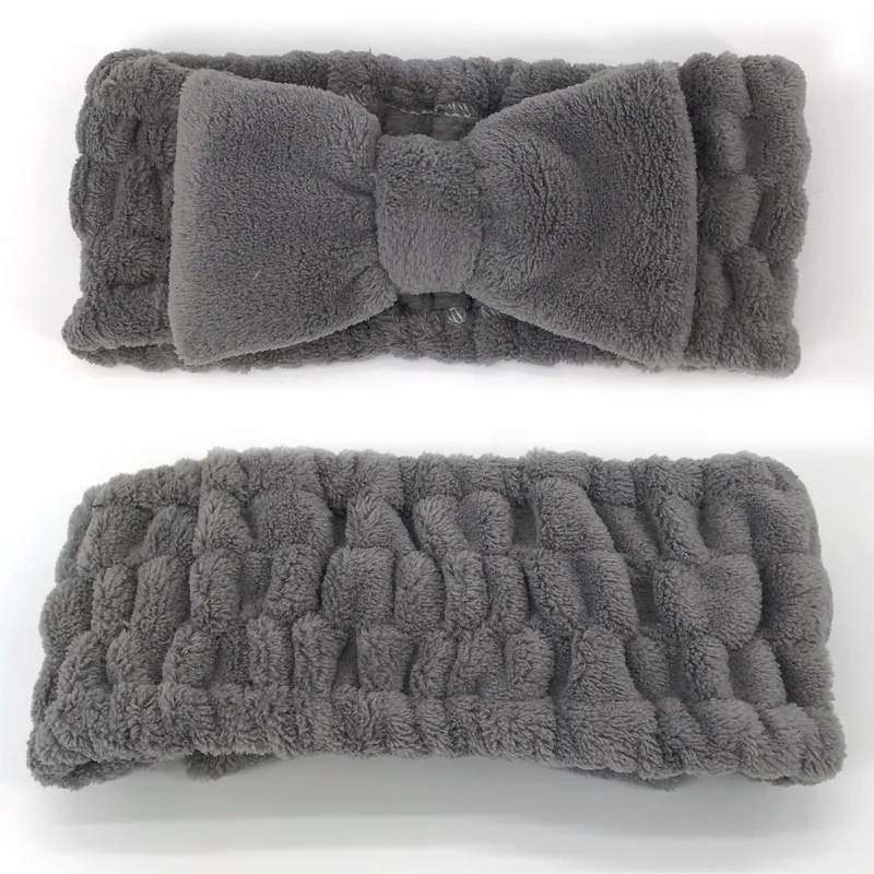 High quality elastic hair band colar fleece fabric elastic dots hair band for make up and face cleaning