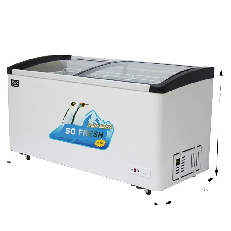 SD-158Y 158L cooler and fridge open top refrigerator chest curved glass door showcase Commercial ice cream lpg gas freezer