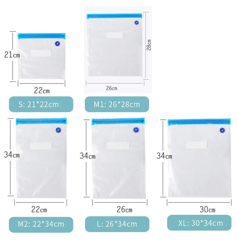 TXL555 Food Packaging Vacuum Compression Sealing Bag Resealable Food Preservation Bags Vegetable Fruit Vacuum Storage Bags