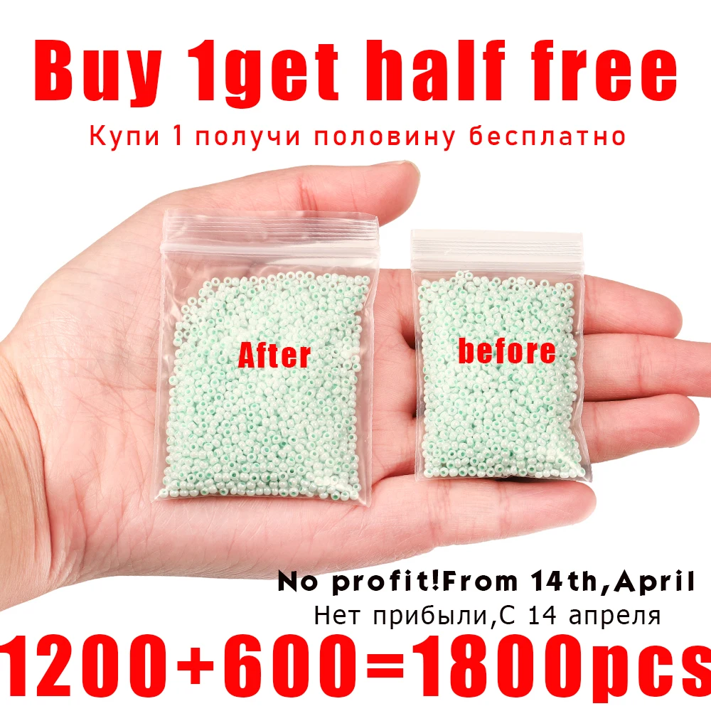 1200pcs Get Free 600pcs Delica beads Czech Glass Seed Beads Small Round Loose Bead DIY Jewelry Making Earrings Bracelet
