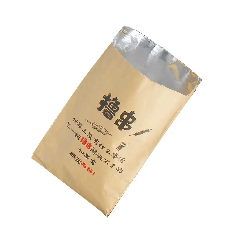 LOKYO food grade hot chicken bread food pack printed aluminum foil lined disposable paper bag