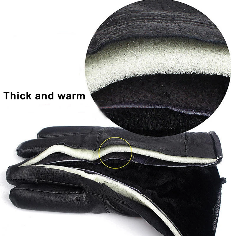 Sheepskin snow gloves cold weather winter gloves