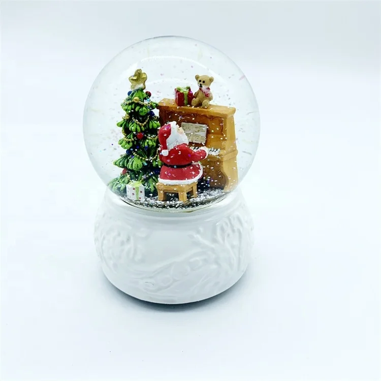 Высококачественные рождественские украшения для стола, 120 мм, пианино для игры Санта, отец, рождественские снежные шары с белой основой
