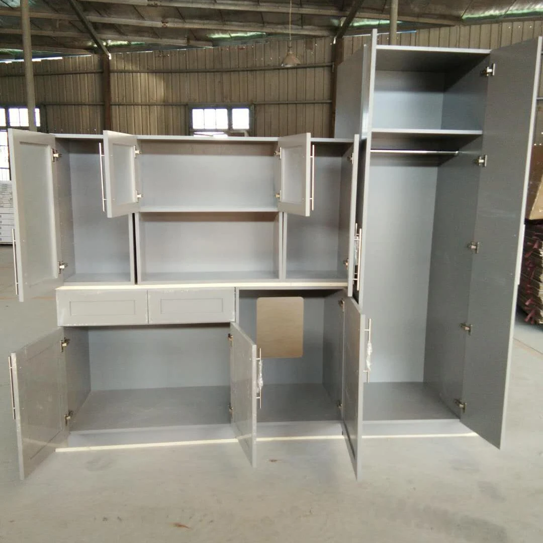 Customized Solid Wood Shaker Kitchen Cabinet Plywood Carcase Light Grey Paint Modern Style Hotel Furniture For Best Western Plus