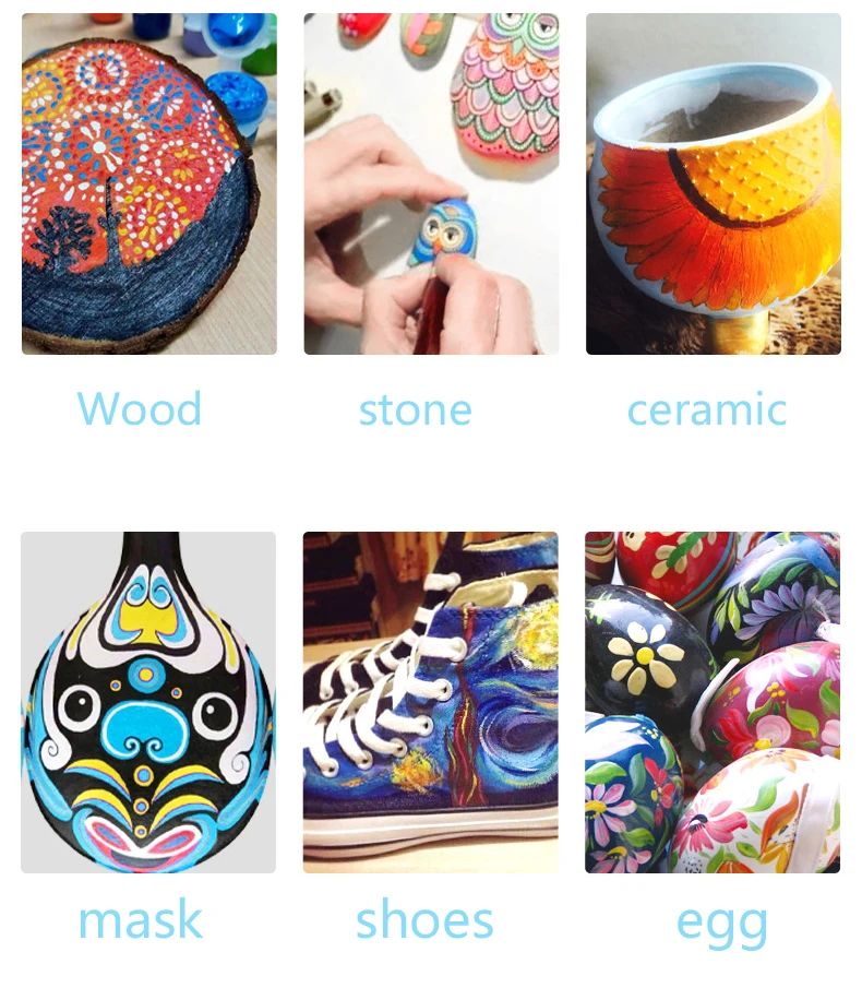 High quality paints acrylic,12colors paints strips with brush for kids.12 strip pot 2 3 5 ml acrylic paint set with brush